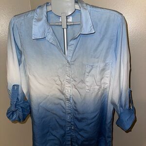 Mud Pie Blue Ombré Button Down Blouse | Size S/M | 100% Lyocell